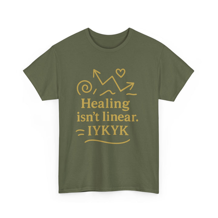 Healing Isn't Linear. IYKYK. Unisex Heavy Cotton Tee