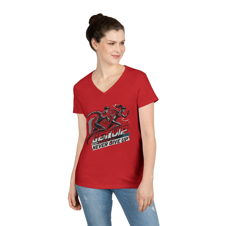 Run Through It Women's V Neck-Strength in Motion