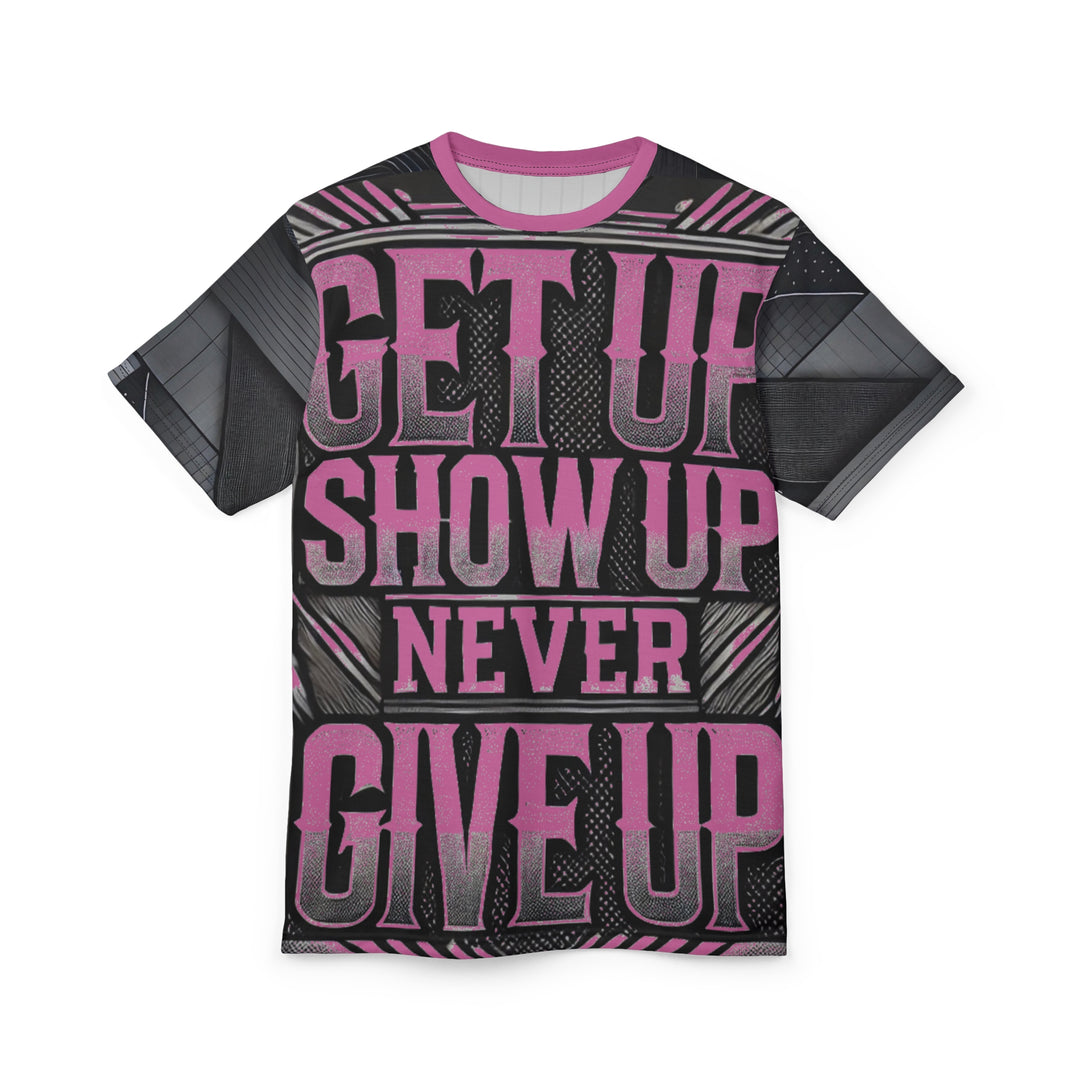 Relentless Drive Tee – Get Up, Show Up, Never Give Up (Light Pink)