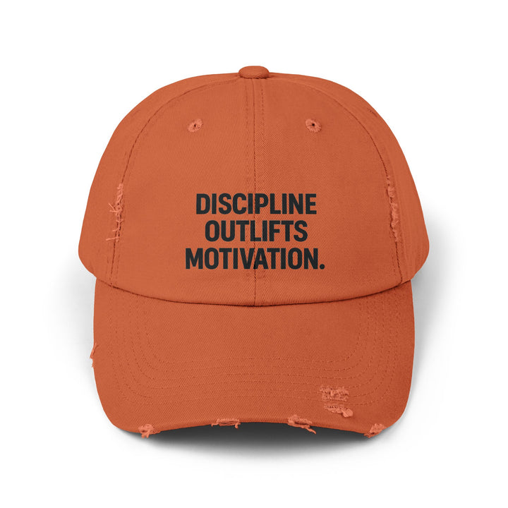 Discipline Outlifts Motivation : Unisex Distressed Cap