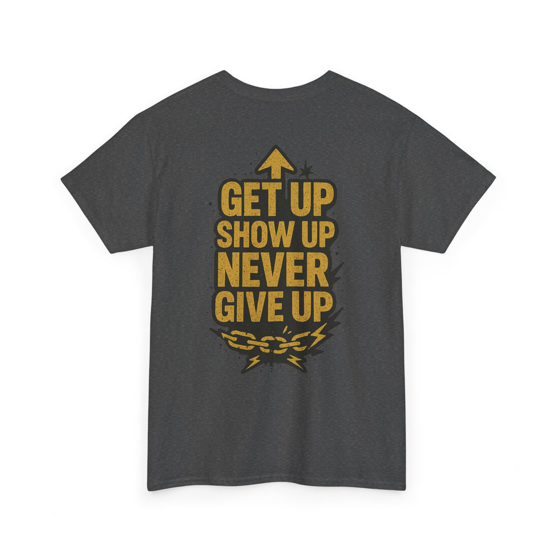 Never Give Up. Periodt. Unisex Heavy Cotton Tee