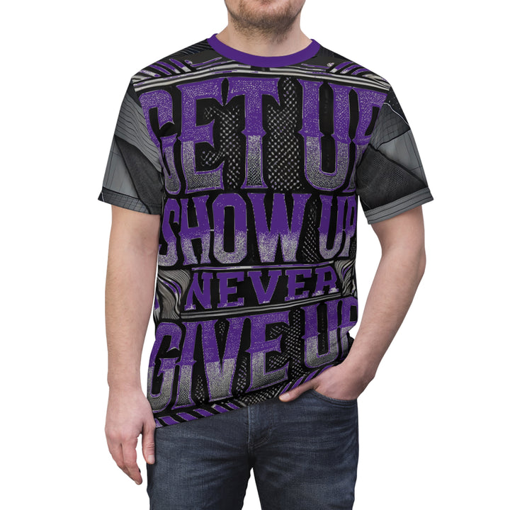 Relentless Drive Tee – Get Up, Show Up, Never Give Up (Purple)