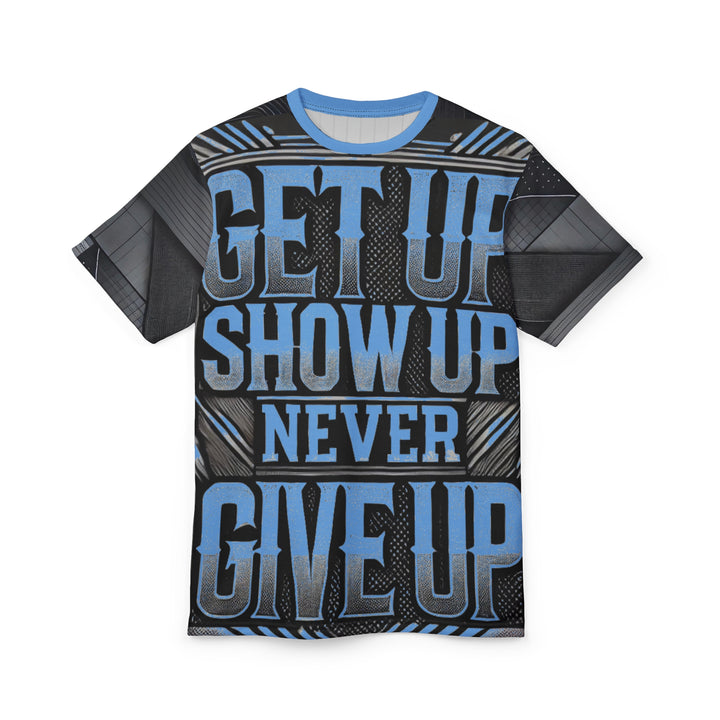 Relentless Drive Tee – Get Up, Show Up, Never Give Up (Light Blue)