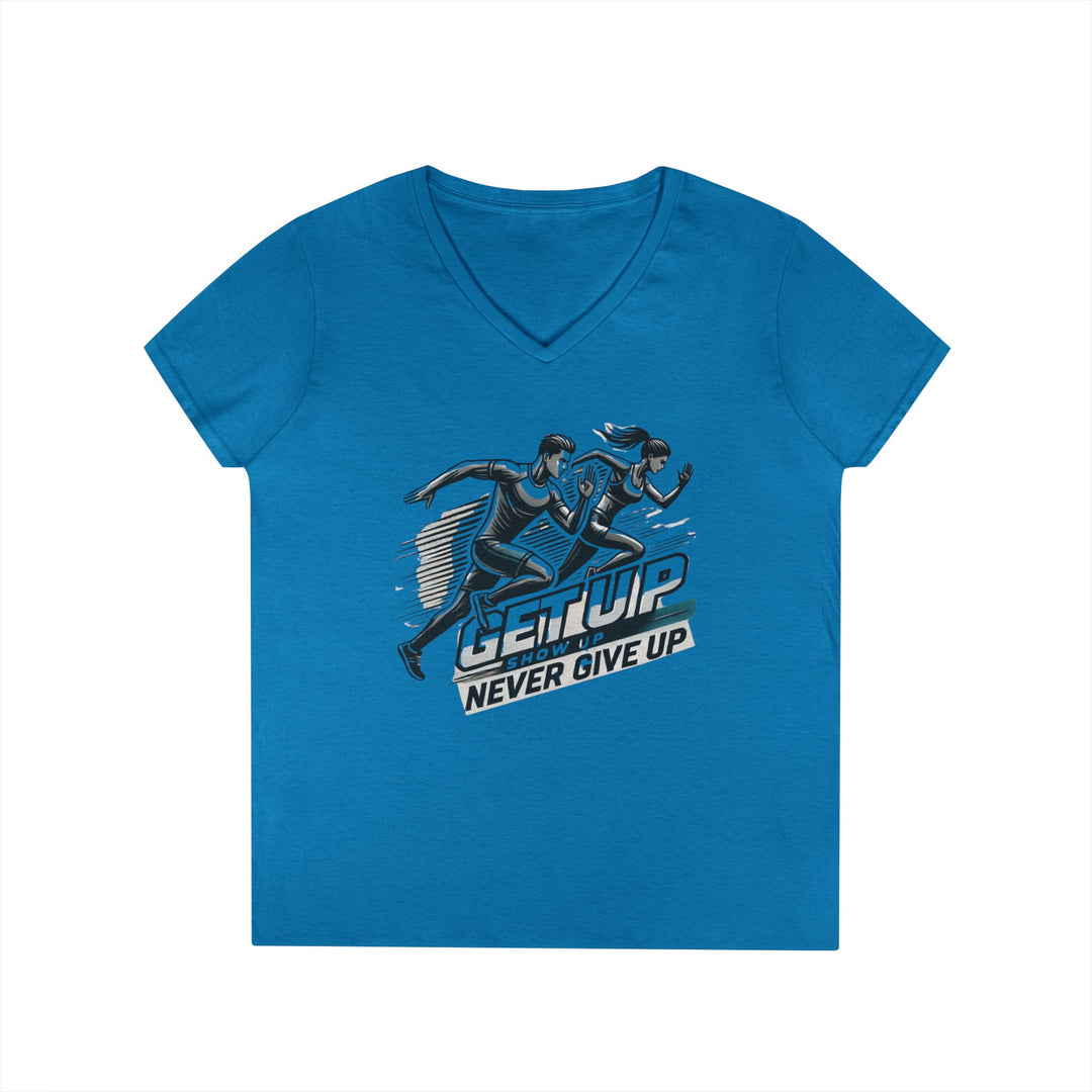 Run Through It Women's V Neck-Strength in Motion