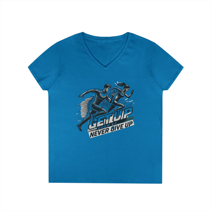 Run Through It Women's V Neck-Strength in Motion