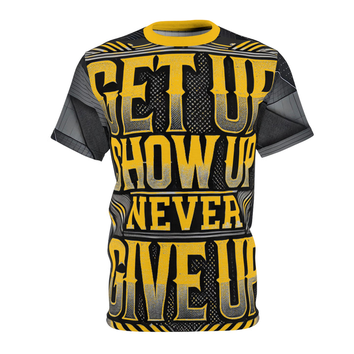 Relentless Drive Tee – Get Up, Show Up, Never Give Up (Yellow)