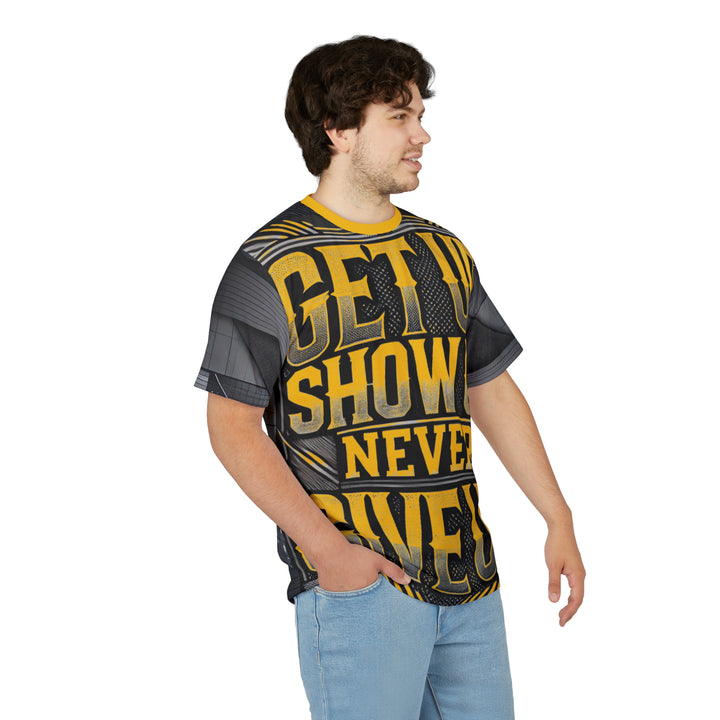 Relentless Drive Tee – Get Up, Show Up, Never Give Up (Yellow)