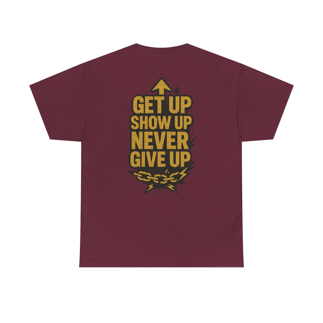 Never Give Up. Periodt. Unisex Heavy Cotton Tee