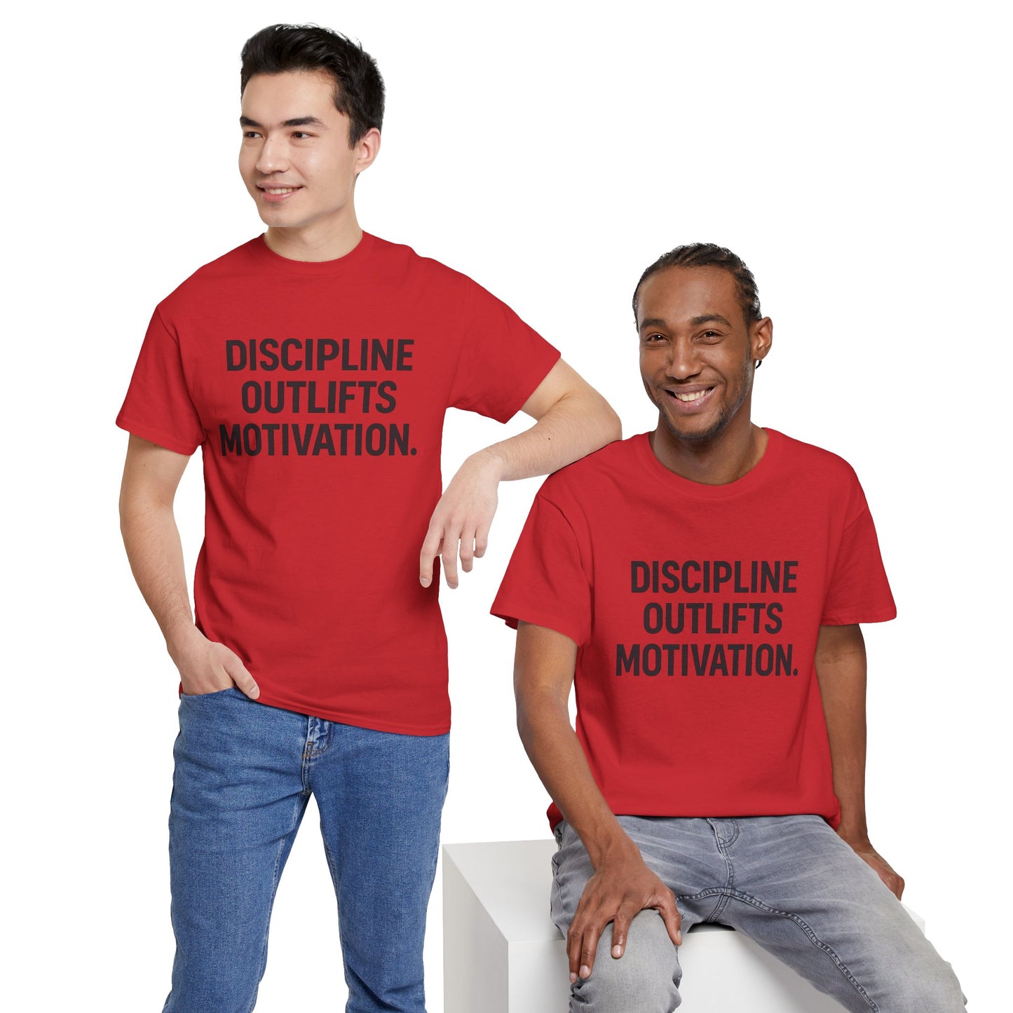 Discipline Outlifts Motivation. Unisex Heavy Cotton Tee