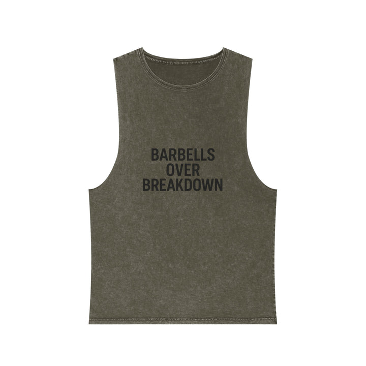 Barbells over breakdown muscle tank