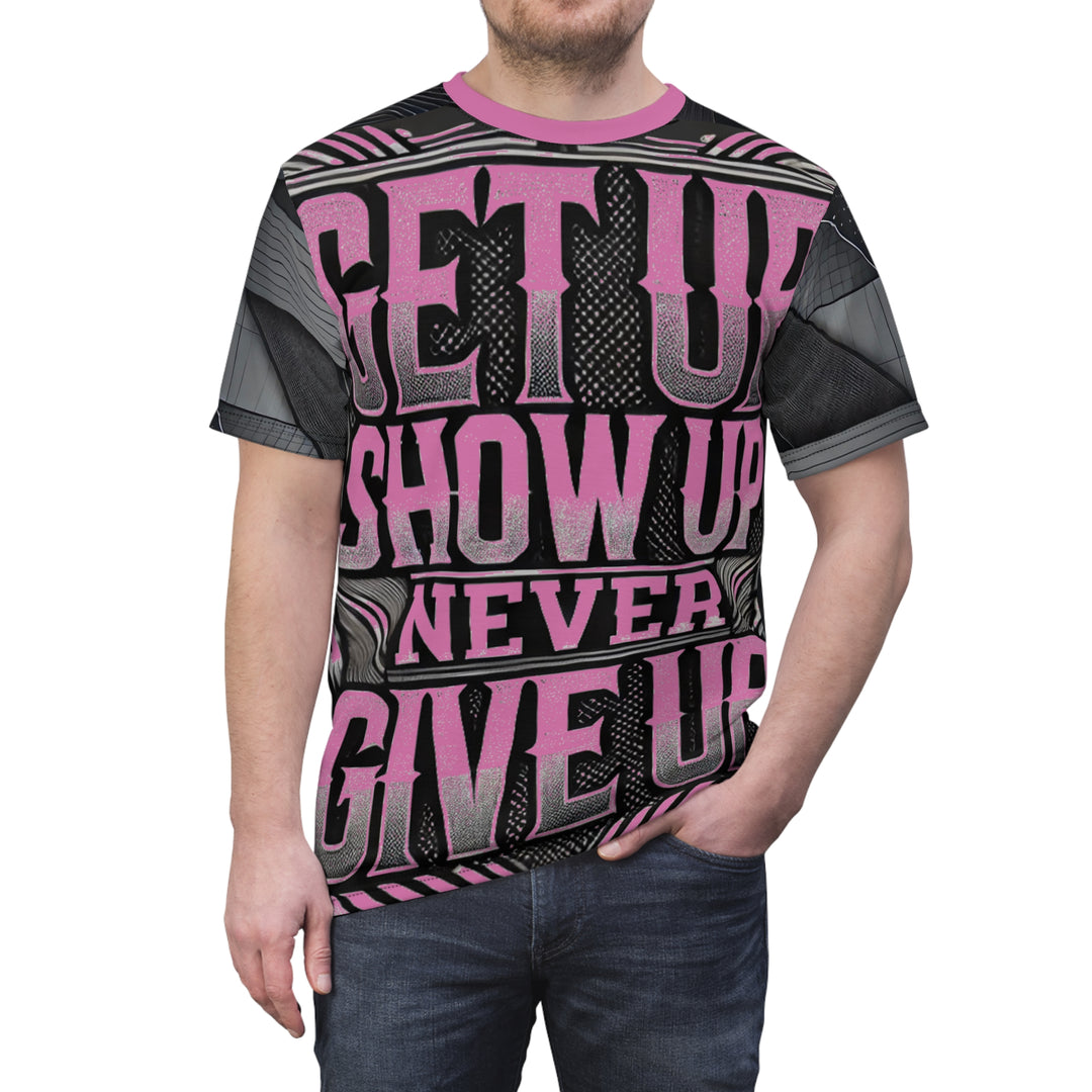 Relentless Drive Tee – Get Up, Show Up, Never Give Up (Light Pink)