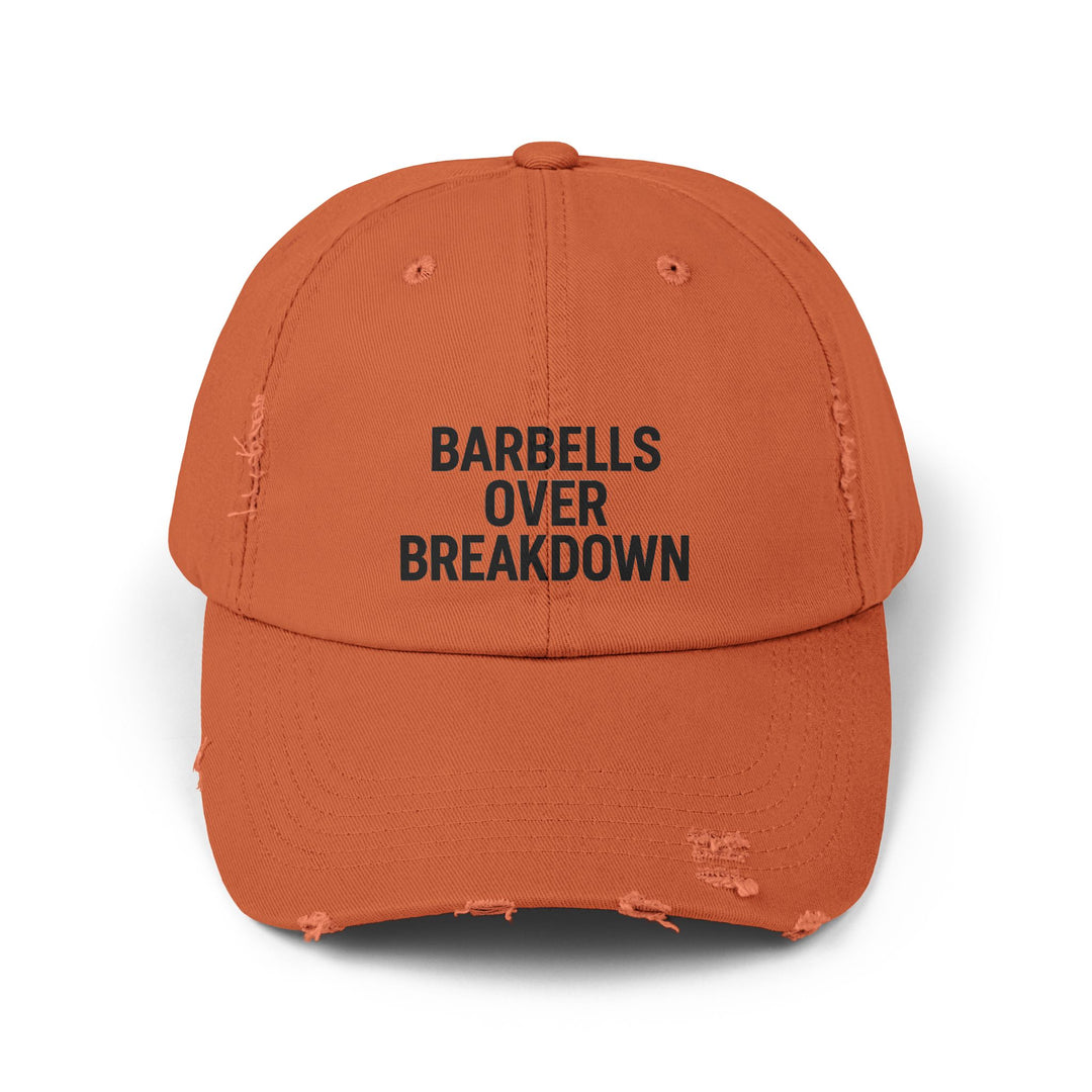 Barbells Over Breakdown: Unisex Distressed Cap