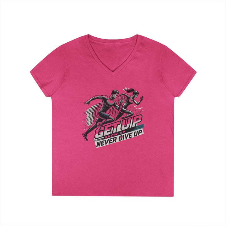Run Through It Women's V Neck-Strength in Motion