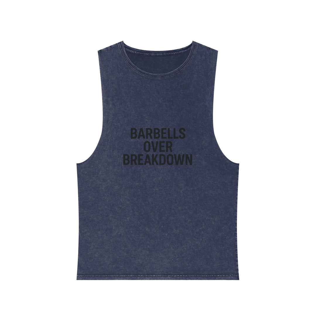 Barbells over breakdown muscle tank