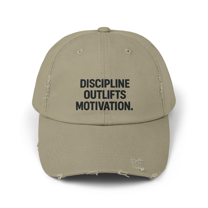 Discipline Outlifts Motivation : Unisex Distressed Cap
