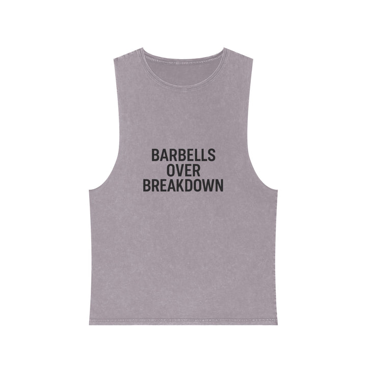Barbells over breakdown muscle tank