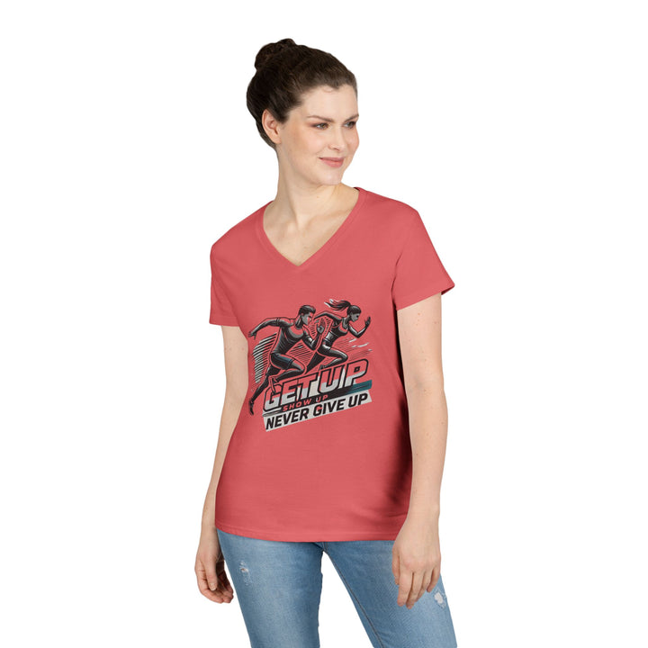 Run Through It Women's V Neck-Strength in Motion