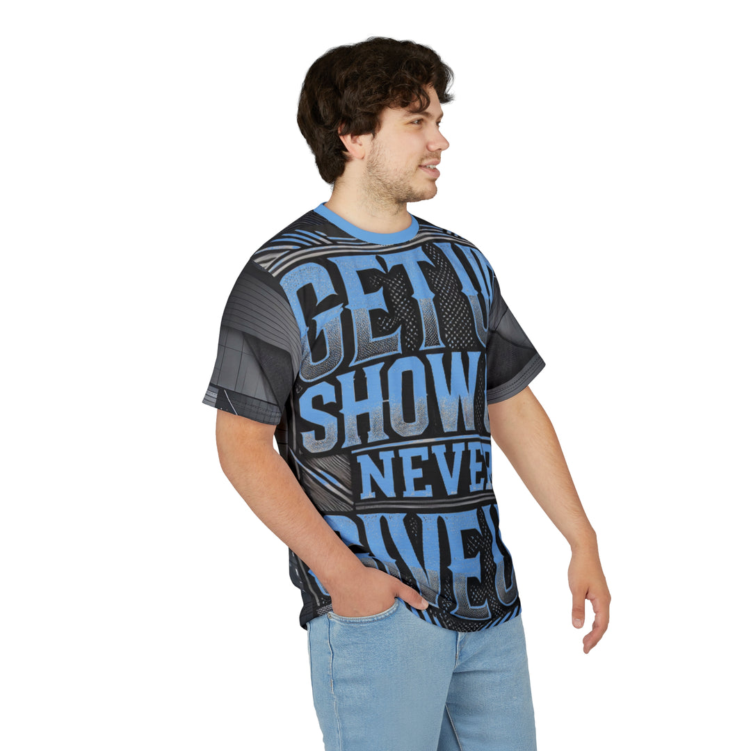 Relentless Drive Tee – Get Up, Show Up, Never Give Up (Light Blue)