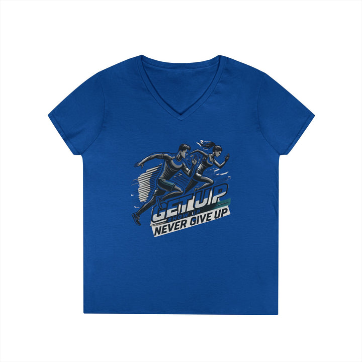 Run Through It Women's V Neck-Strength in Motion