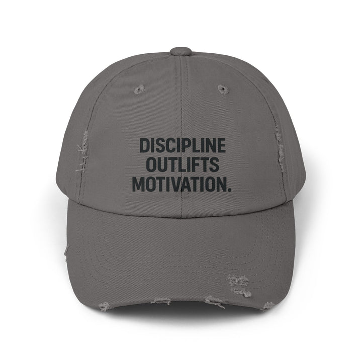 Discipline Outlifts Motivation : Unisex Distressed Cap