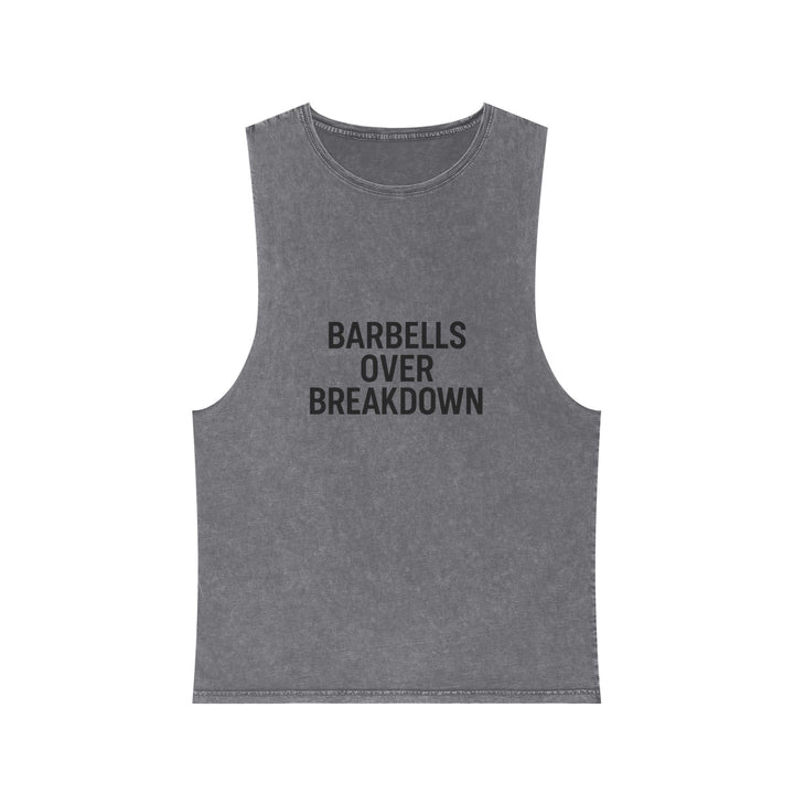 Barbells over breakdown muscle tank