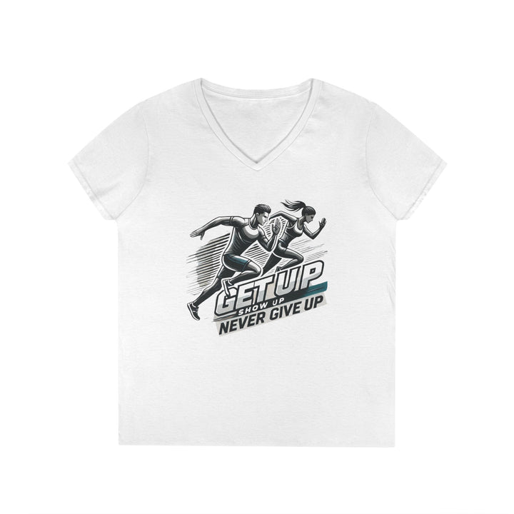 Run Through It Women's V Neck-Strength in Motion
