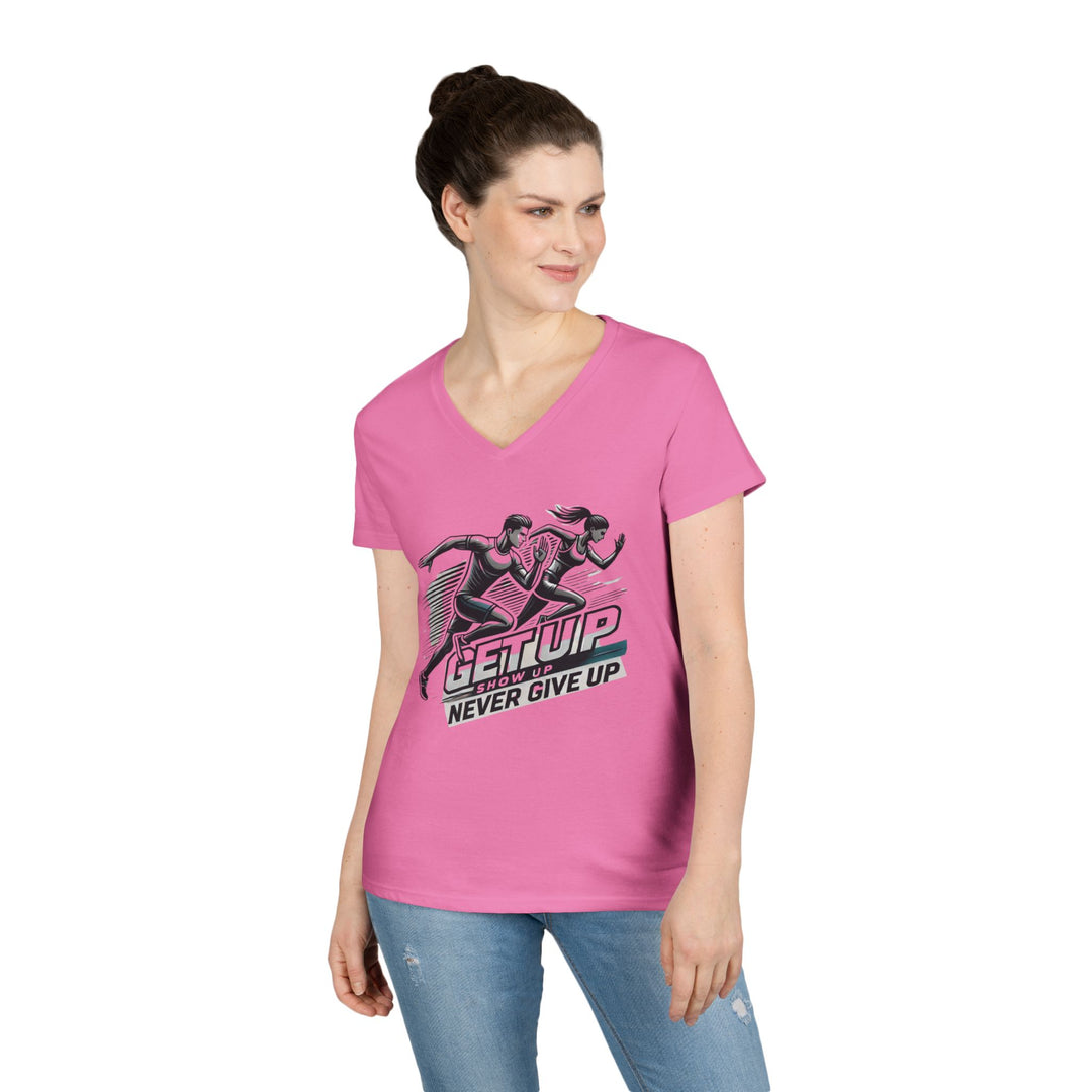 Run Through It Women's V Neck-Strength in Motion