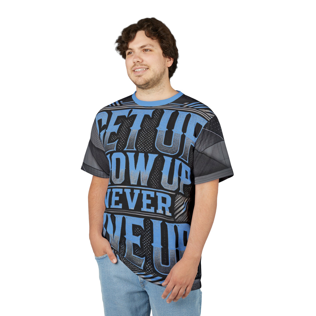 Relentless Drive Tee – Get Up, Show Up, Never Give Up (Light Blue)