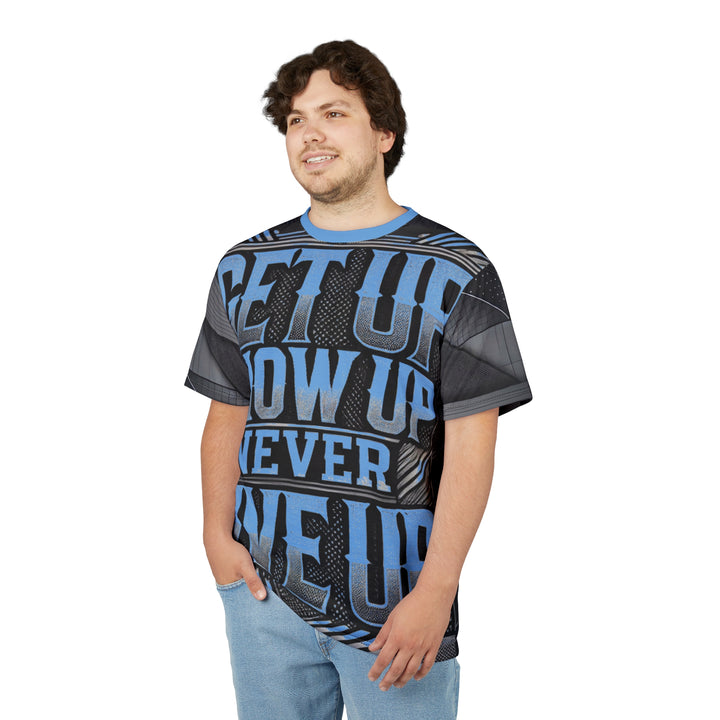 Relentless Drive Tee – Get Up, Show Up, Never Give Up (Light Blue)