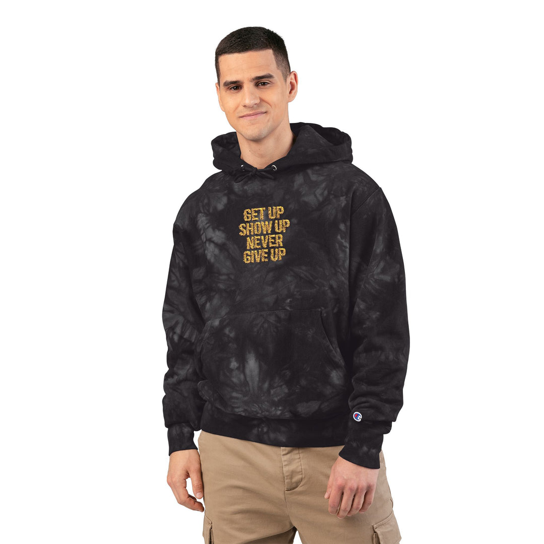 Get Up Show Up Never Give Up Unisex Champion Tie-Dye Hoodie (Embroidery)