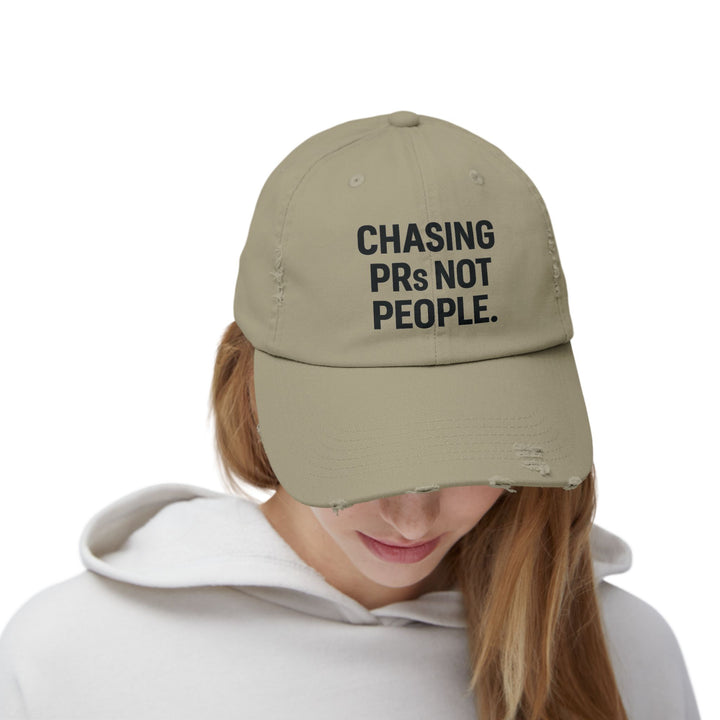 Chasing PRs Not People: Unisex Distressed Cap
