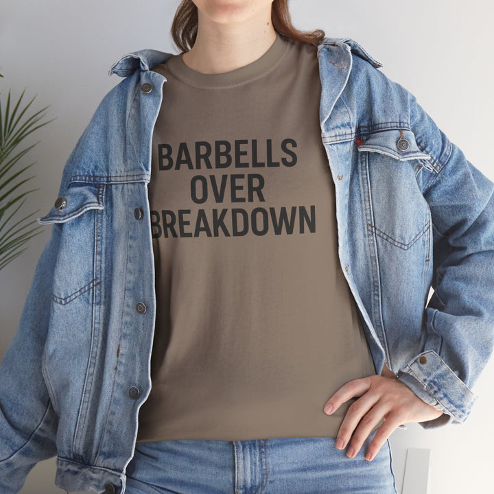 Barbells Over Breakdown. Unisex Heavy Cotton Tee