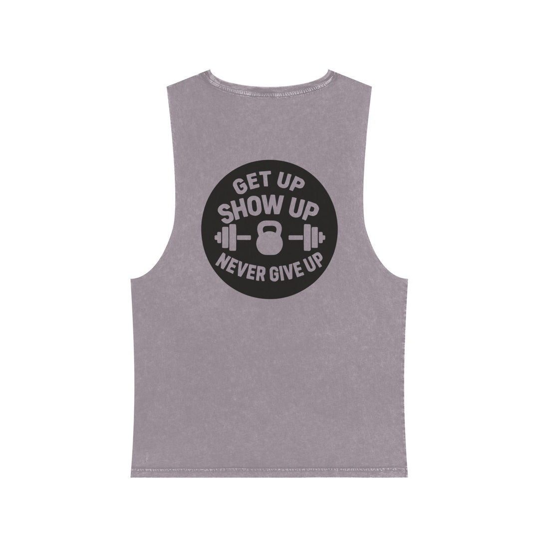 Barbells over breakdown muscle tank