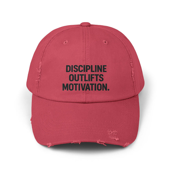 Discipline Outlifts Motivation : Unisex Distressed Cap