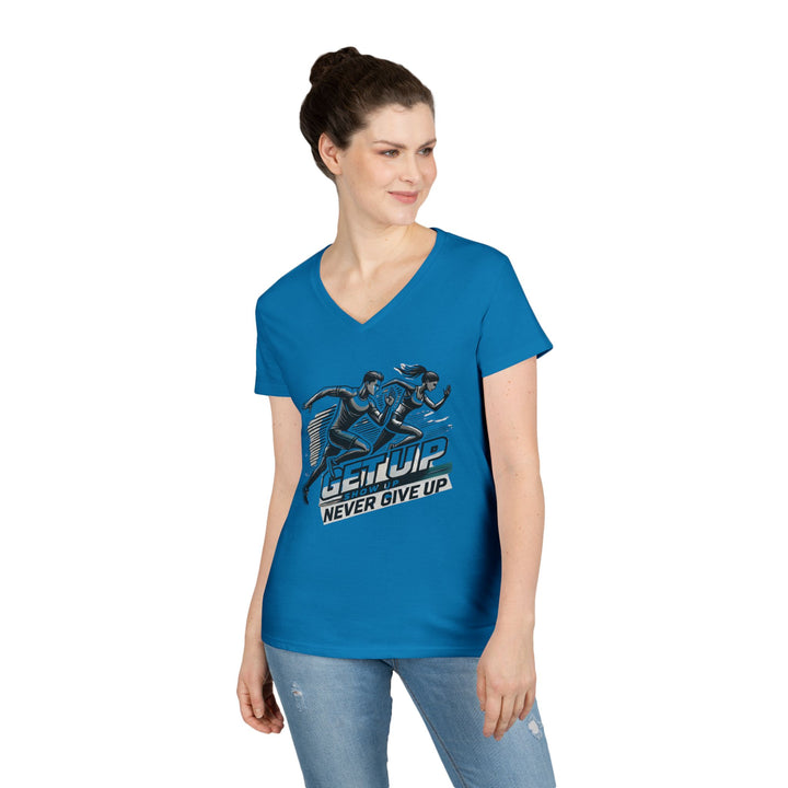 Run Through It Women's V Neck-Strength in Motion