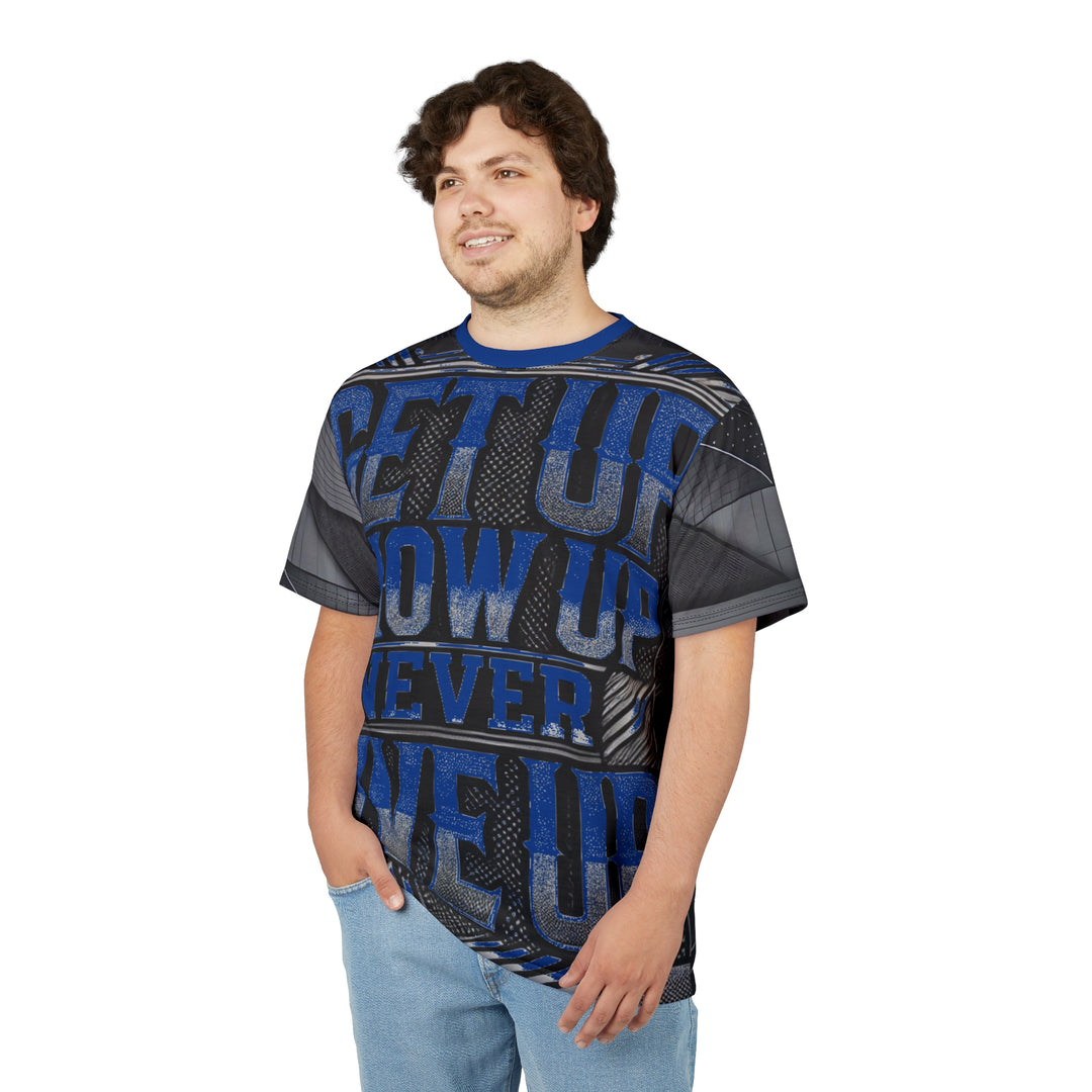 Relentless Drive Tee – Get Up, Show Up, Never Give Up (Dark Blue)