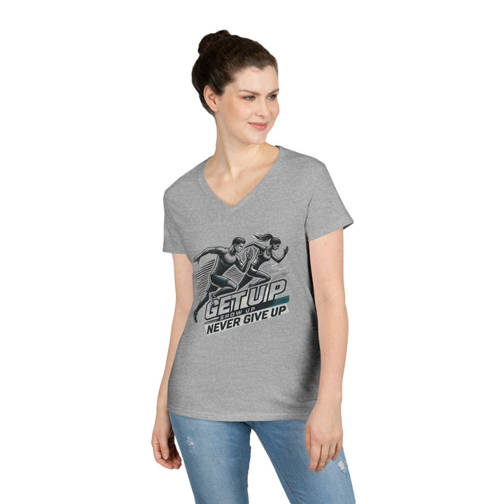 Run Through It Women's V Neck-Strength in Motion