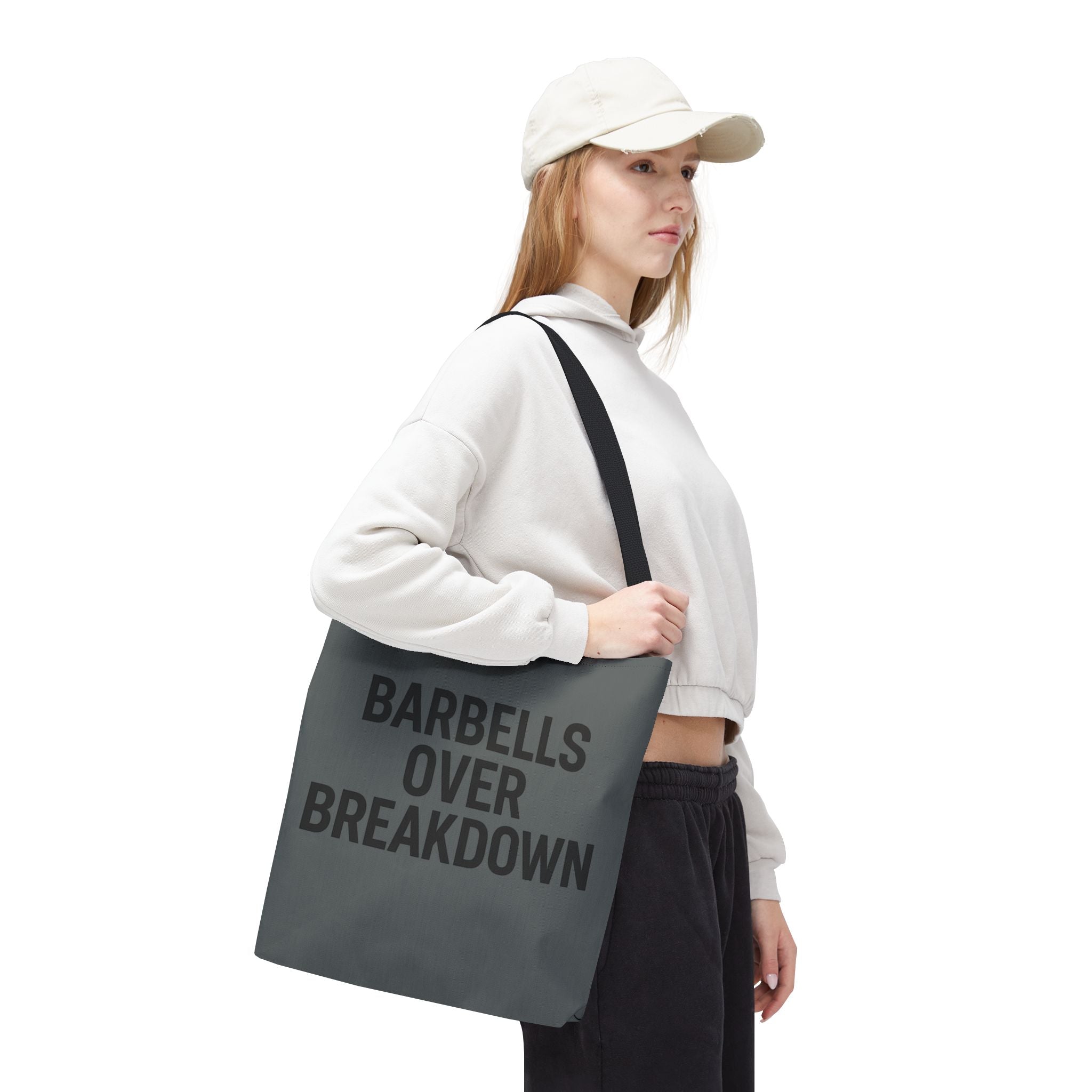 Barbells Over Breakdown Tote Bag
