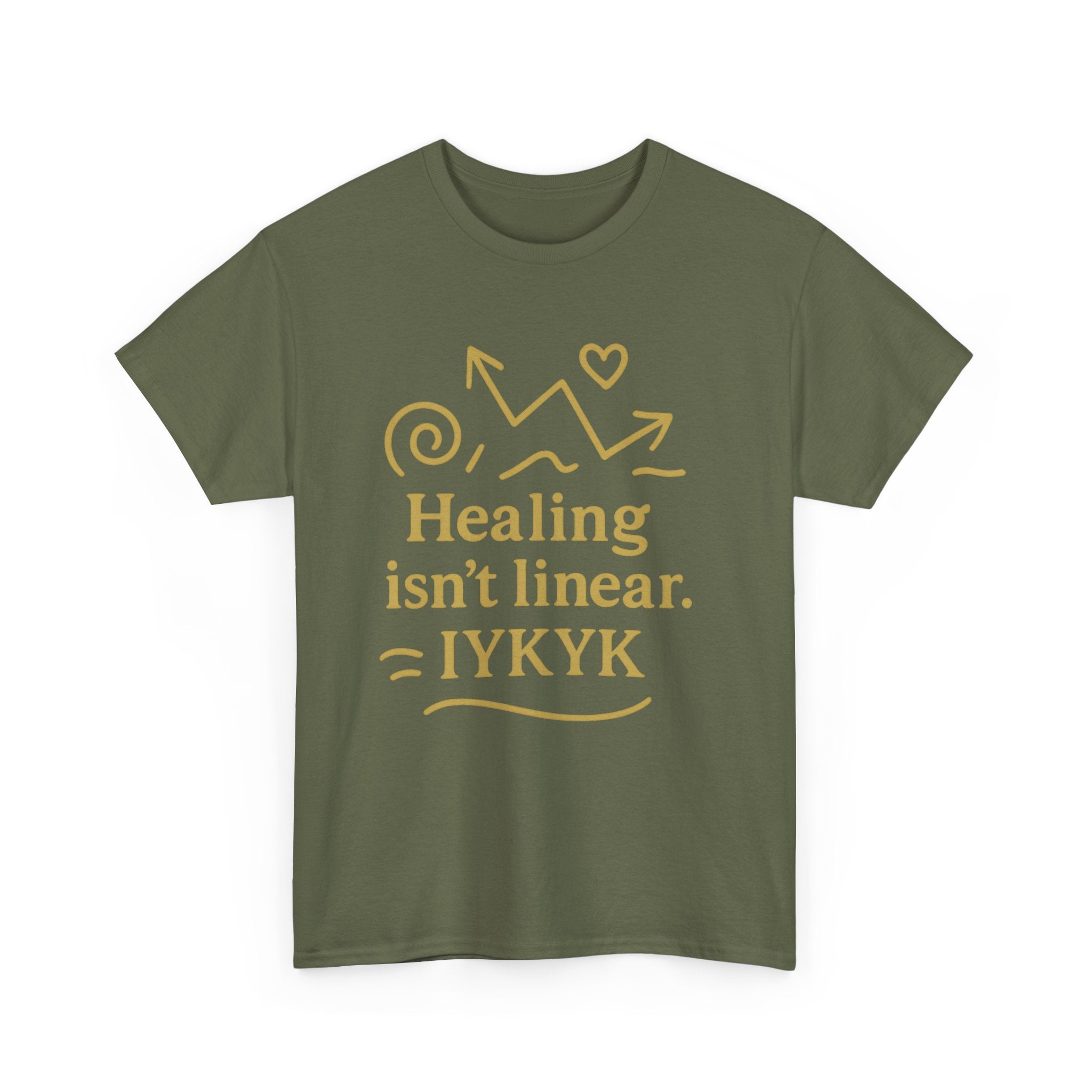 Healing Isn't Linear. IYKYK. Unisex Heavy Cotton Tee