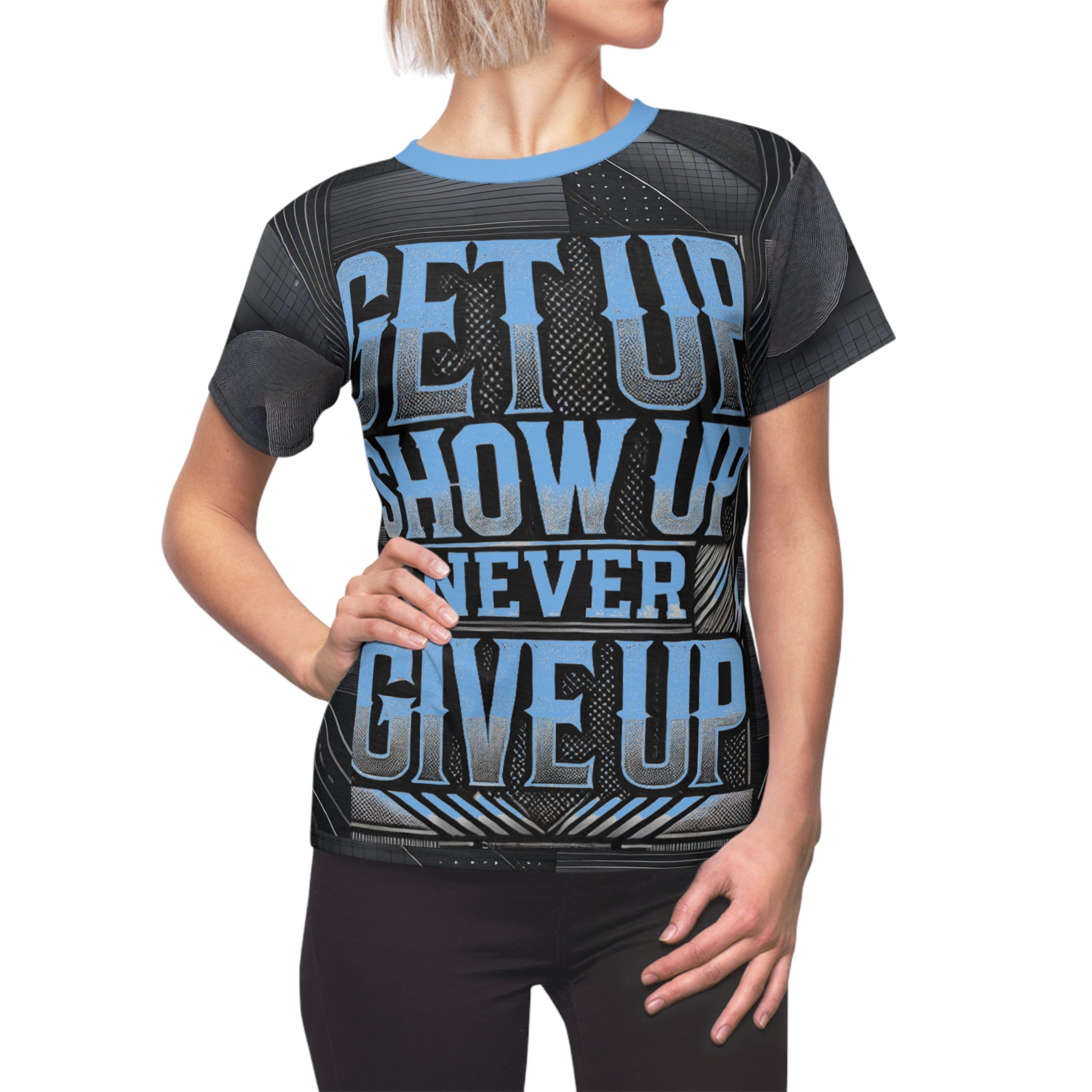 Women's Relentless Drive Tee – Get Up, Show Up, Never Give Up (Light Blue)