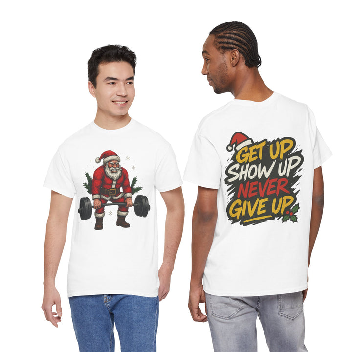Santa Deadlifting. Unisex Heavy Cotton Tee