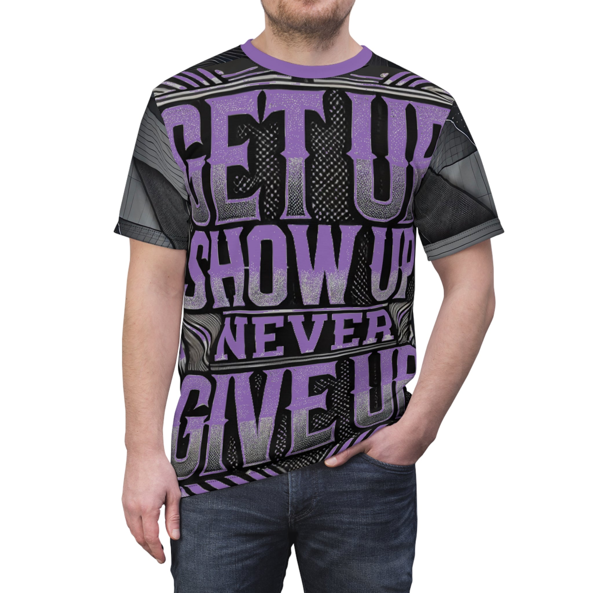 Relentless Drive Tee – Get Up, Show Up, Never Give Up (Light Purple)