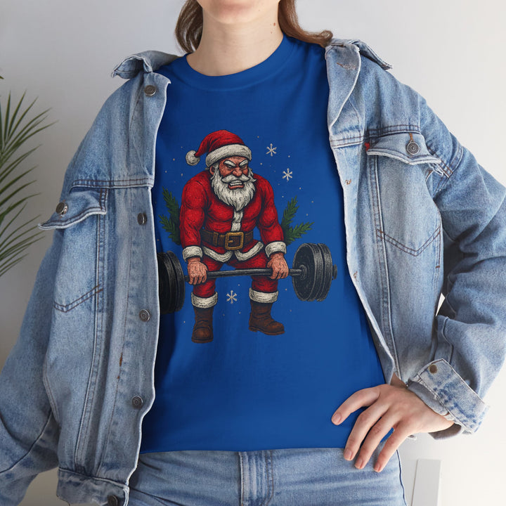 Santa Deadlifting. Unisex Heavy Cotton Tee