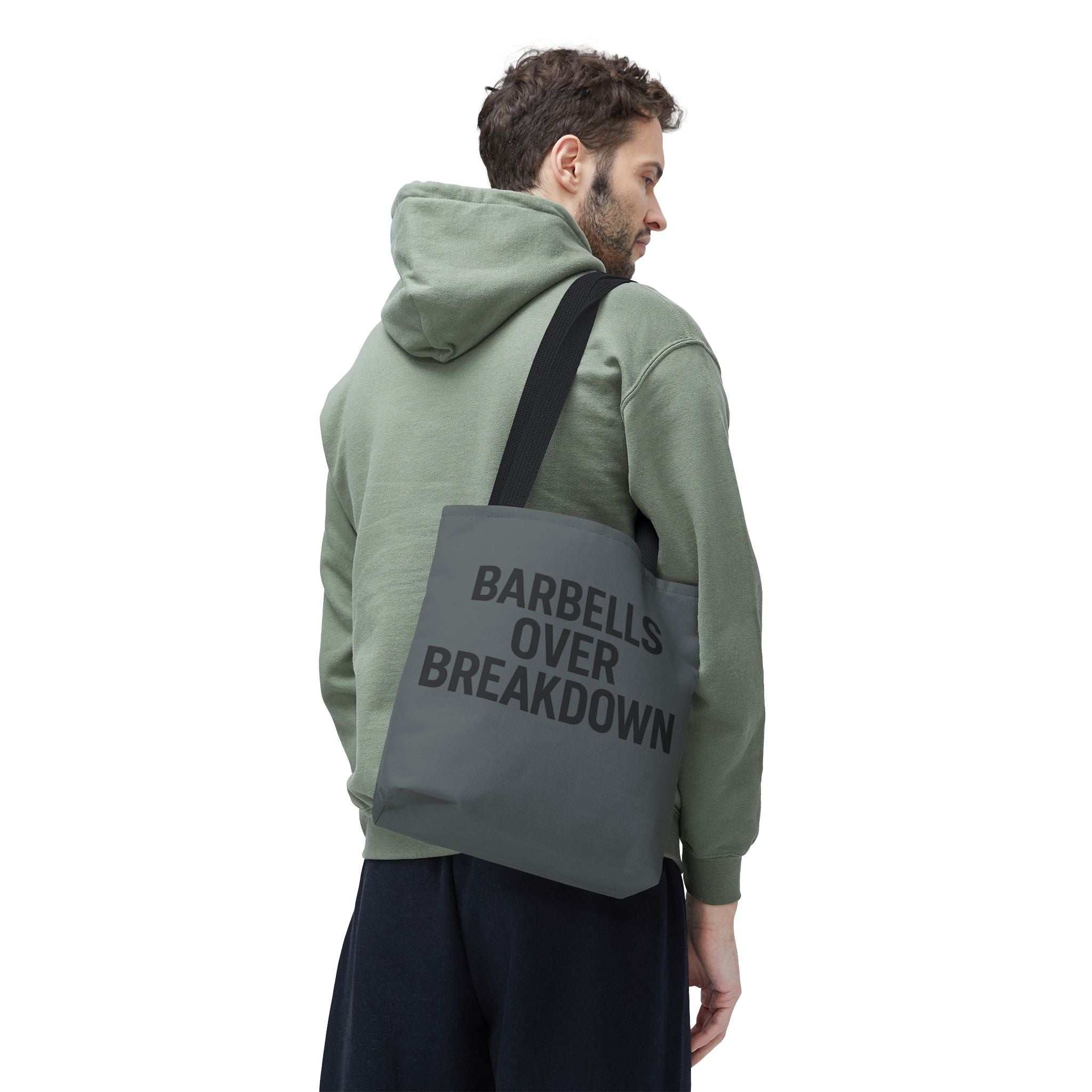 Barbells Over Breakdown Tote Bag