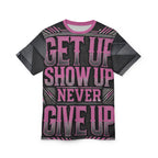 Relentless Drive Tee – Get Up, Show Up, Never Give Up (Light Pink)