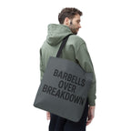Barbells Over Breakdown Tote Bag