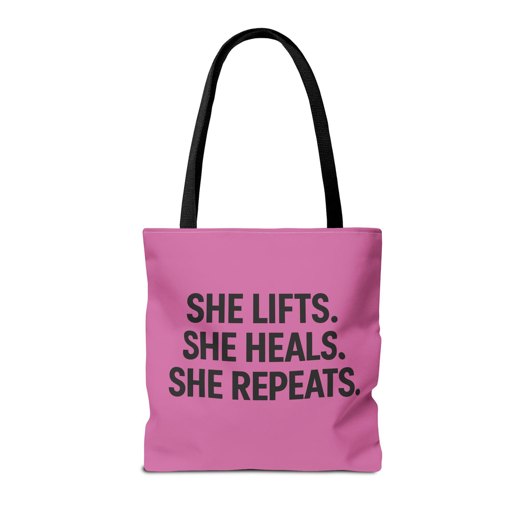 She Lifts. She Heals. She Repeats. Tote Bag