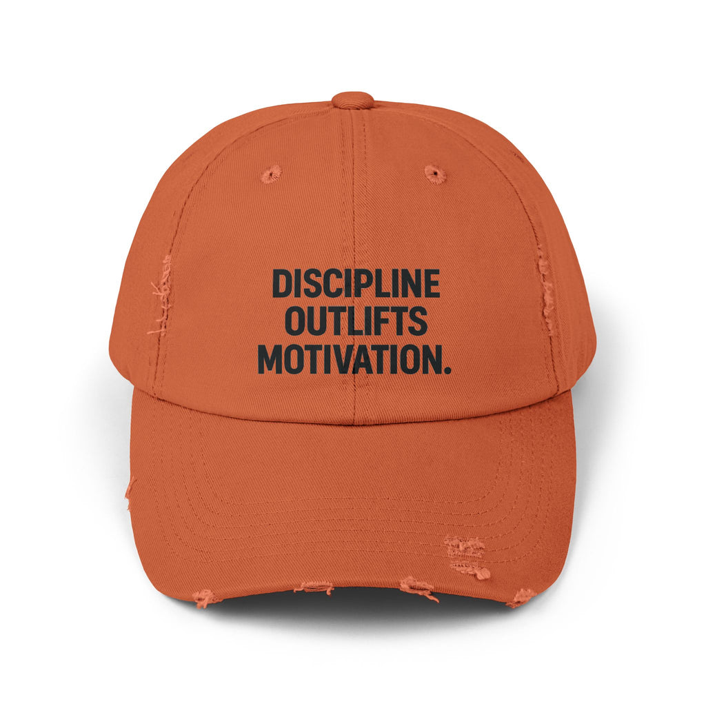 Discipline Outlifts Motivation : Unisex Distressed Cap