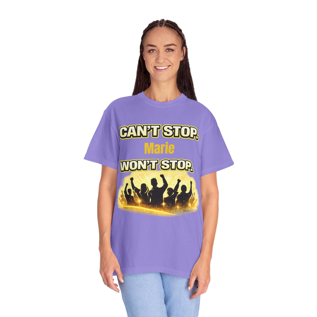 Custom Name Motivational T-Shirt – Can’t Stop. Won’t Stop.