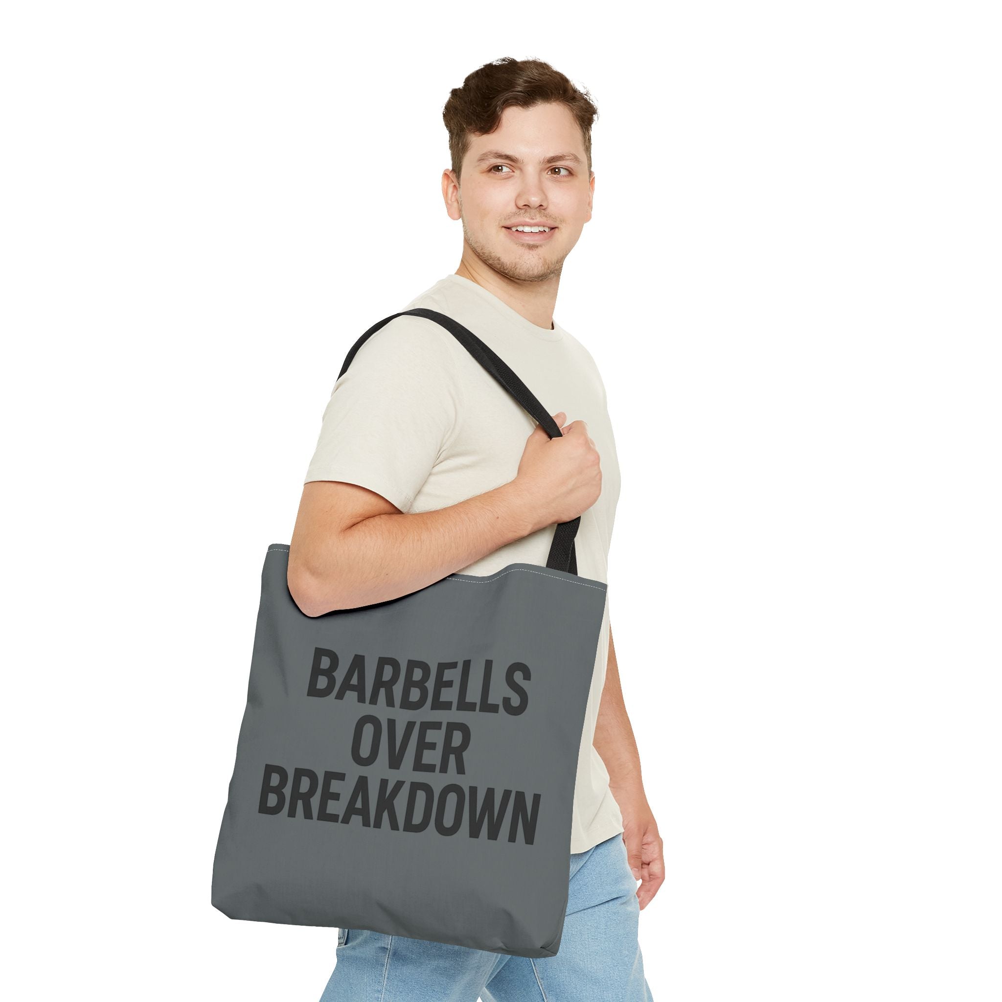 Barbells Over Breakdown Tote Bag